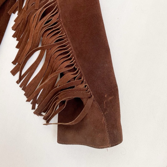 Womens Vintage Genuine Leather Fringe Western Brown Cowgirl Button Up Jacket - Picture 13 of 16